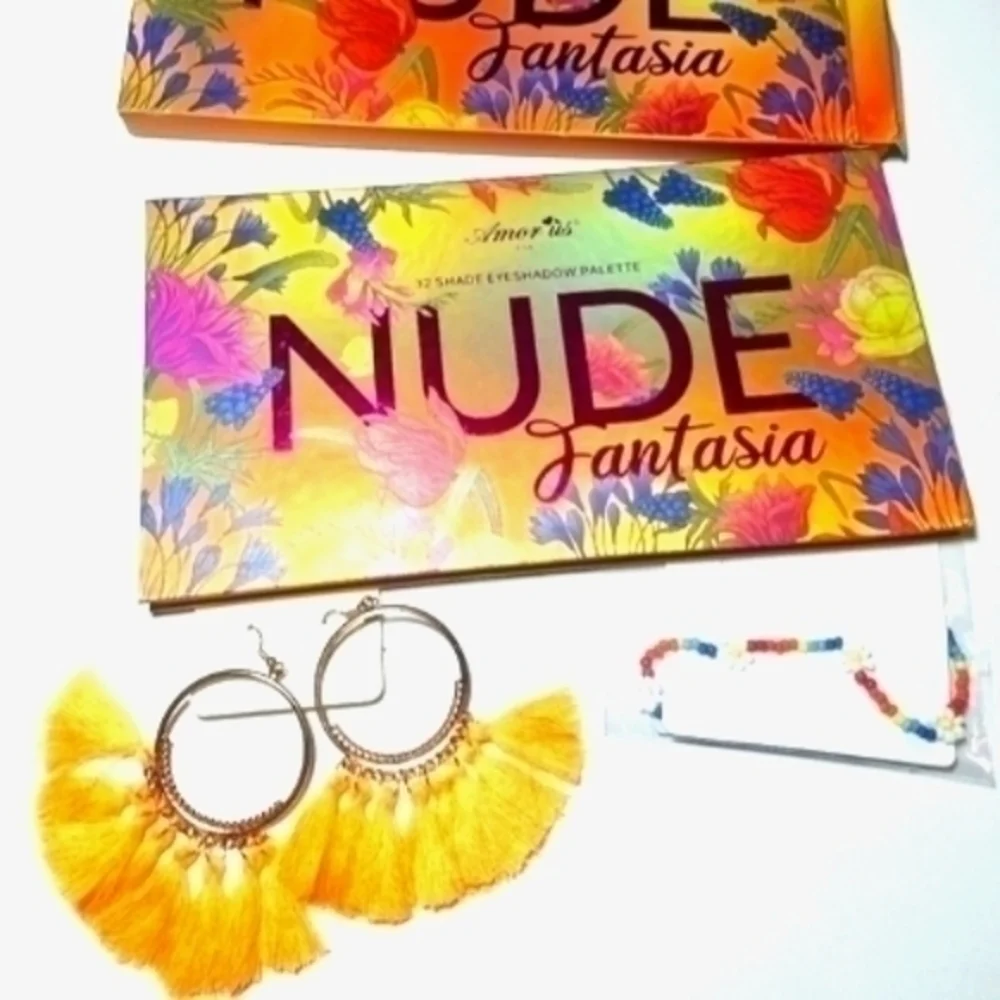 Tangerine Tassel Hoops & Nude Palette Bundle